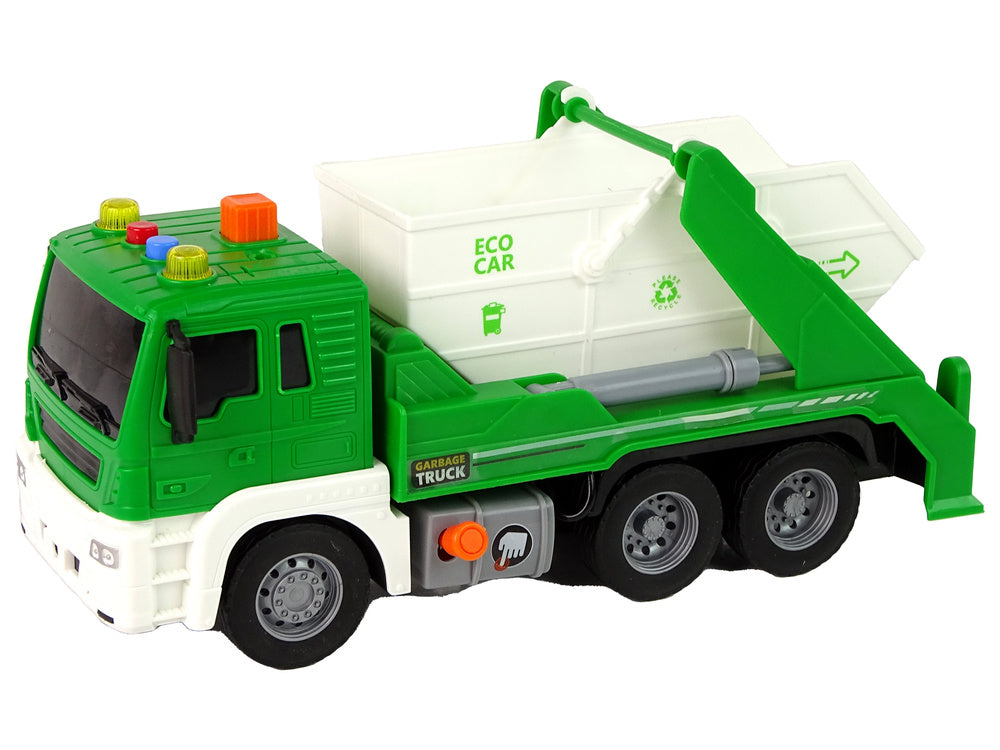 Popelářské auto s třídičem odpadu – se zvuky zelené 1:16