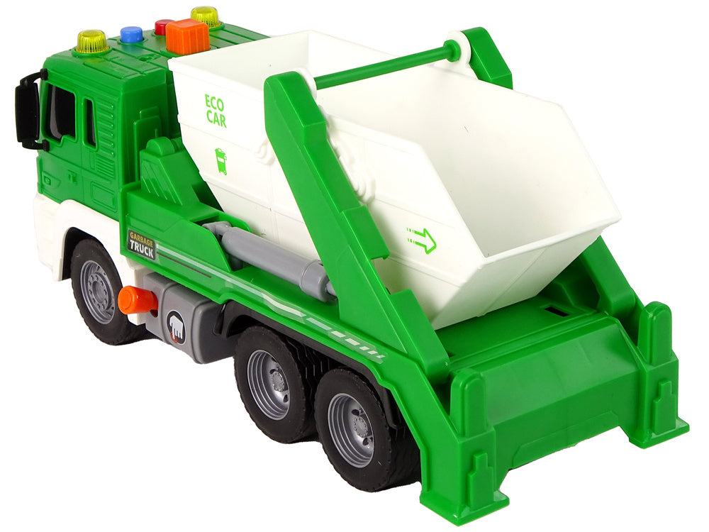 Popelářské auto s třídičem odpadu – se zvuky zelené 1:16