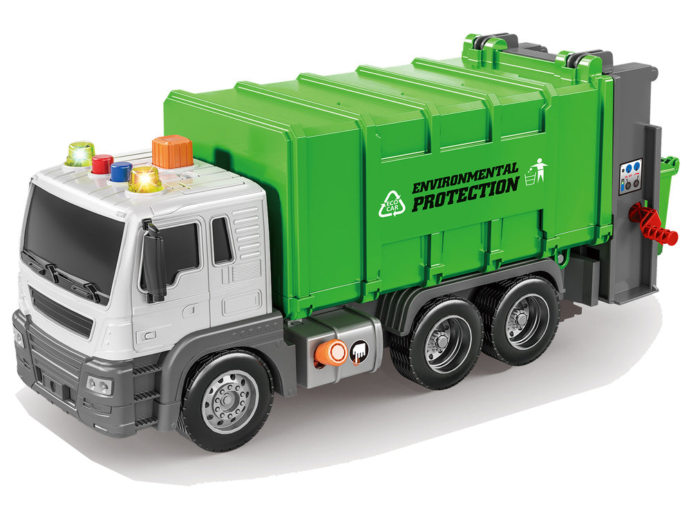 Popelářské auto s třídičem odpadu – se zvuky zelené 1:16
