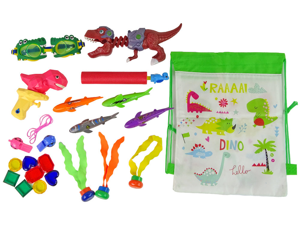Potápěčská sada s dinosaurem brýle pistole rybičky kameny