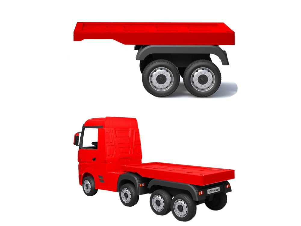 Přívěs k elektrickému autu Mercedes Scania Actros červený