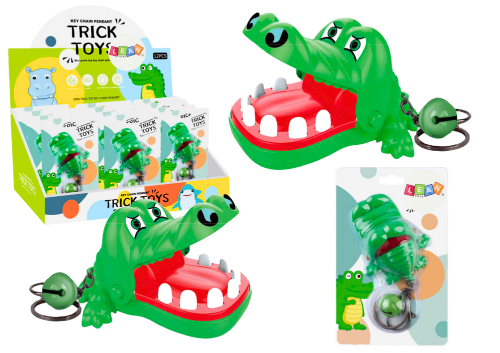 Přívěsek s kousajícím krokodýlem a zvonečkem zelený