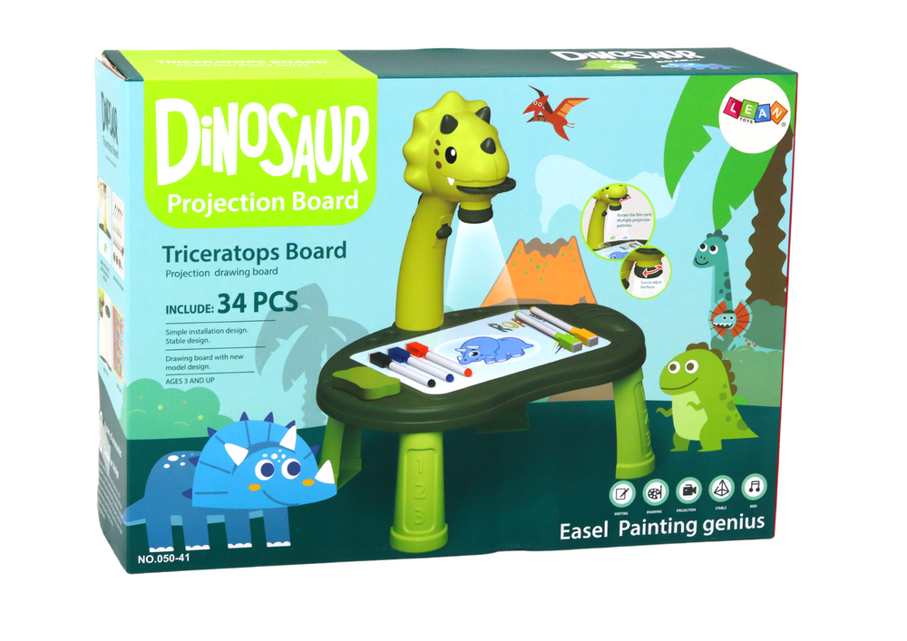 Projektor na kreslení dinosaurus – stolek hry 2v1 | zelený