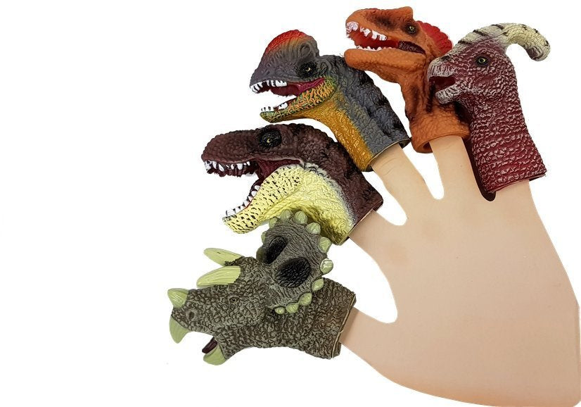 Prstové loutky dinosauři 5 kusů gumové pro divadlo