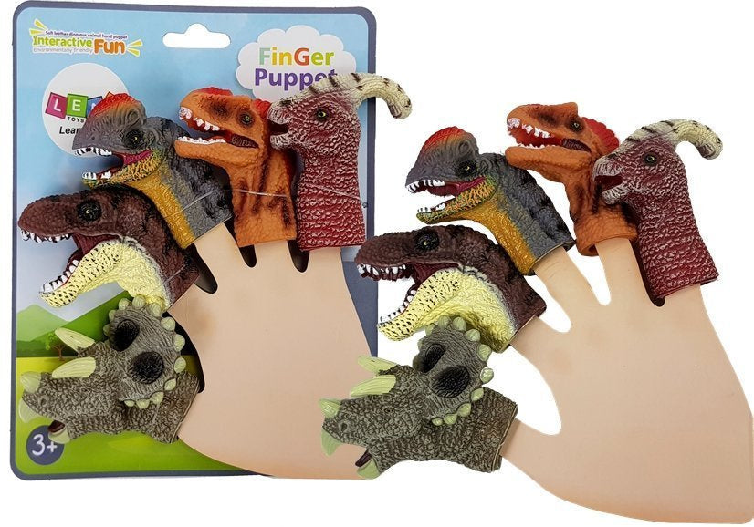 Prstové loutky dinosauři 5 kusů gumové pro divadlo