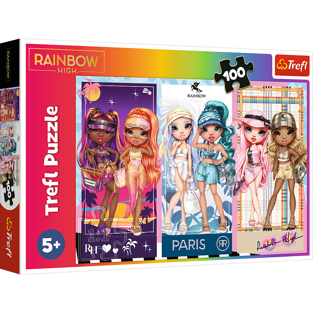 Puzzle 100 dílků Duhové panenky – Rainbow High Trefl