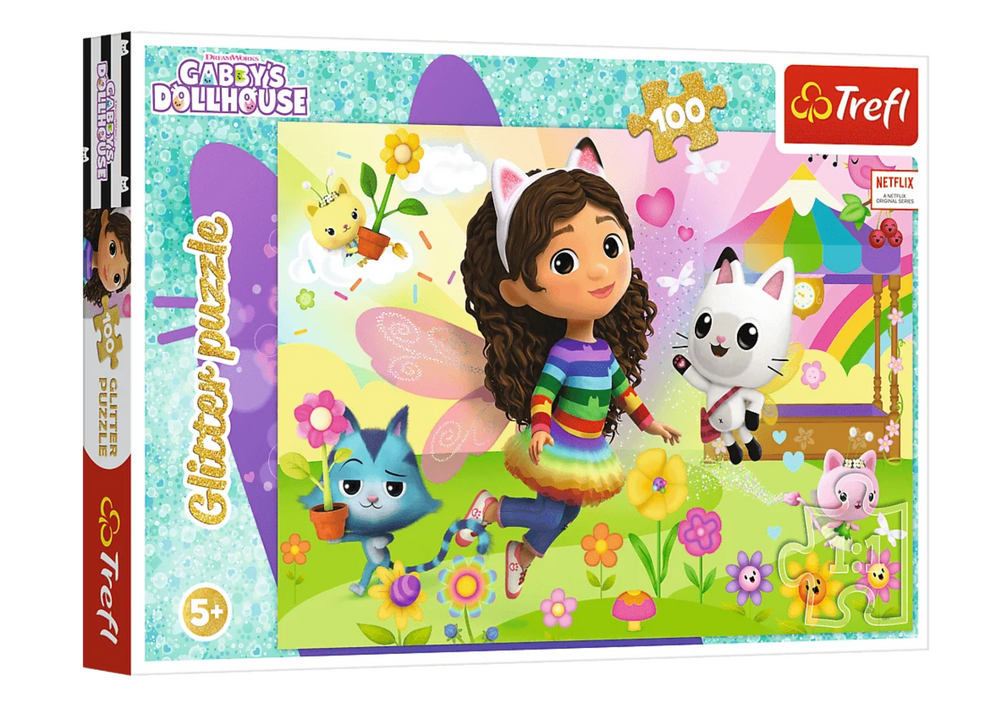Puzzle 100 dílků Gabby a její kočičí svět s glitry – Trefl