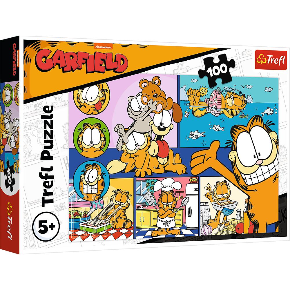Puzzle 100 dílků Líný Garfield – dětské puzzle | Trefl