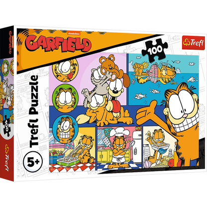 Puzzle 100 dílků Líný Garfield – dětské puzzle | Trefl