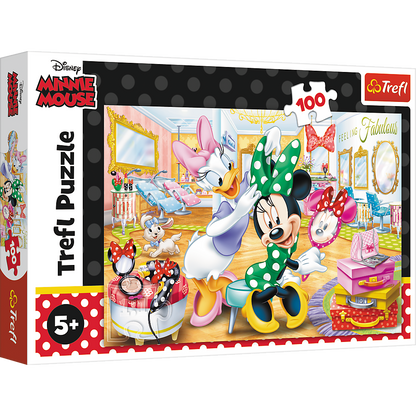 Puzzle 100 dílků Minnie v kosmetickém salonu – Disney Minnie
