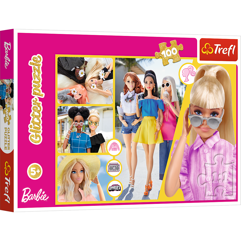 Puzzle 100 dílků s třpytkami Barbie – Trefl 14830