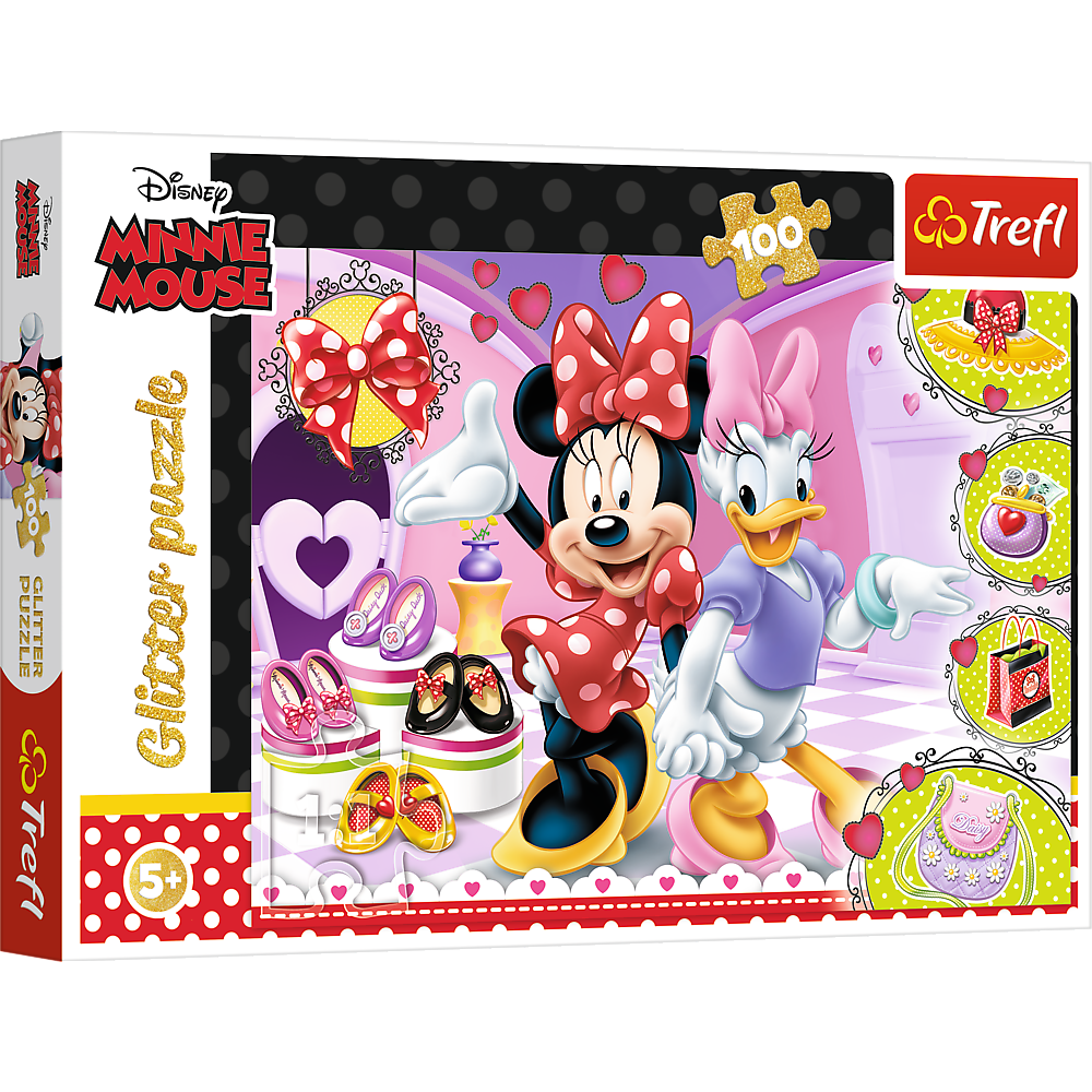 Puzzle 100 dílků s třpytkami Minnie Mouse – Trefl 14820