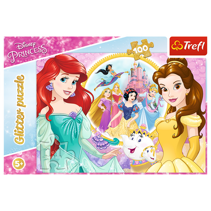 Puzzle 100 dílků se třpytkami Vzpomínky Belly a Arielky – Disney Princess Trefl