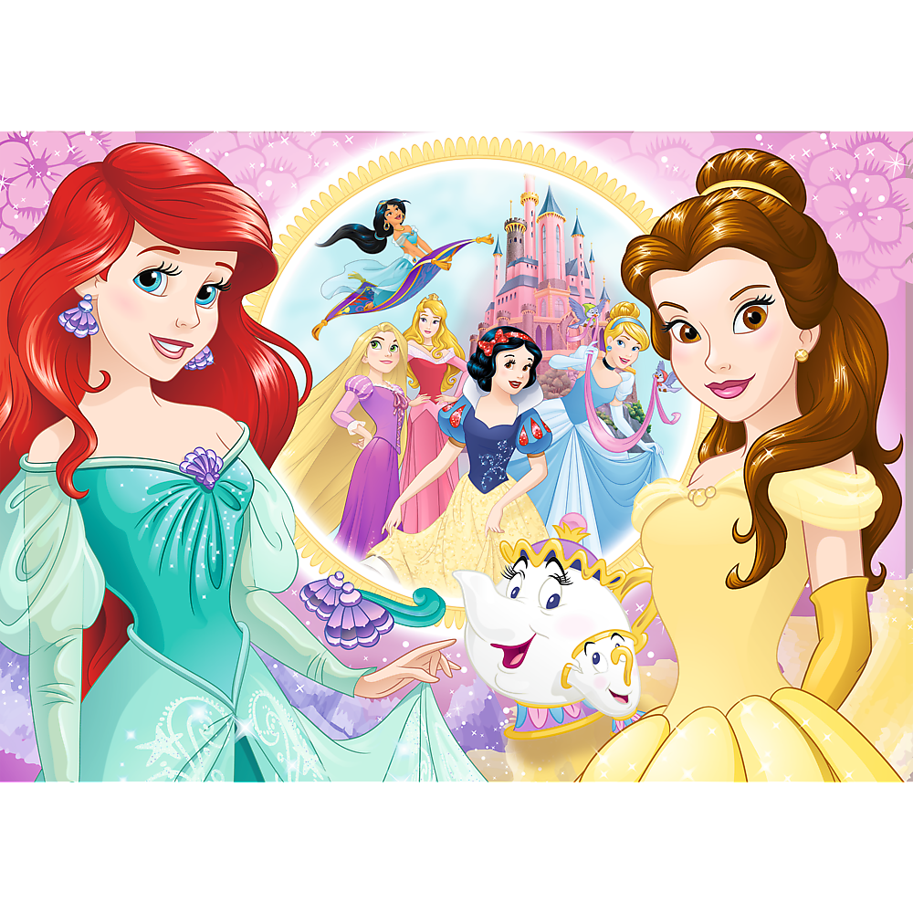 Puzzle 100 dílků se třpytkami Vzpomínky Belly a Arielky – Disney Princess Trefl