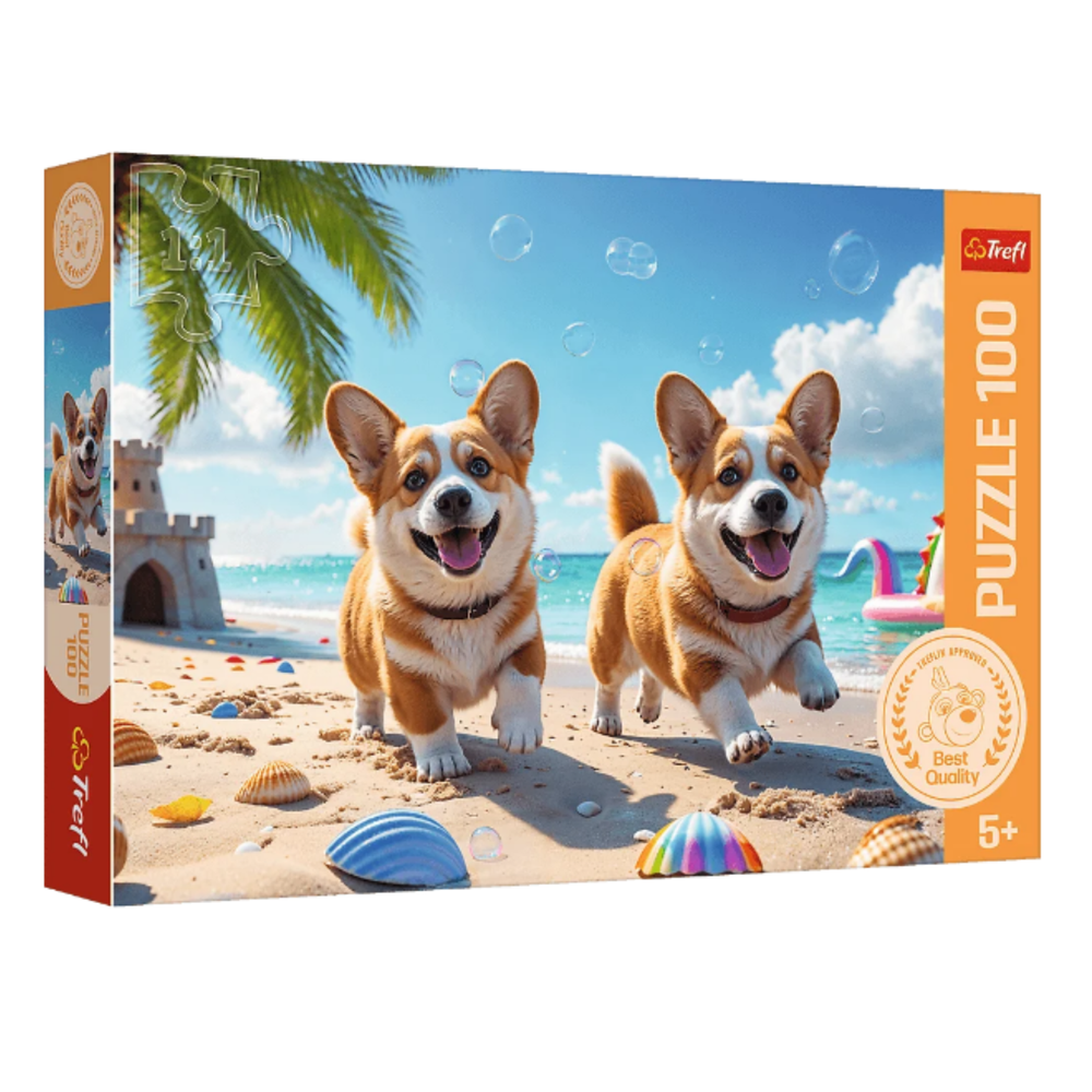 Puzzle 100 dílků Štěňata Corgi – Trefl