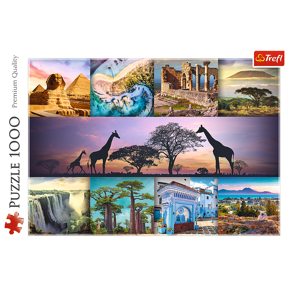 Puzzle 1000 dílků Afrika koláž zvířata savana 683x480 mm