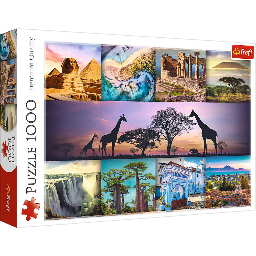 Puzzle 1000 dílků Afrika koláž zvířata savana 683x480 mm