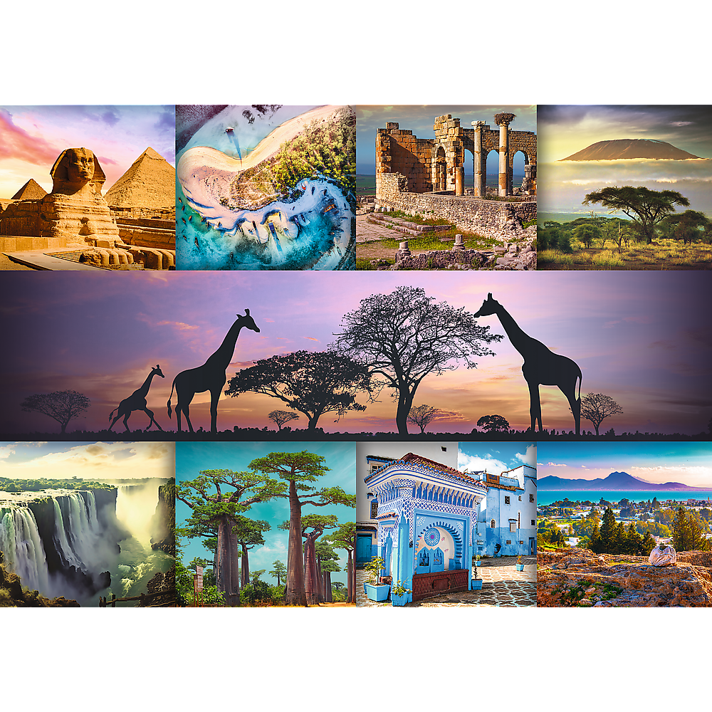 Puzzle 1000 dílků Afrika koláž zvířata savana 683x480 mm
