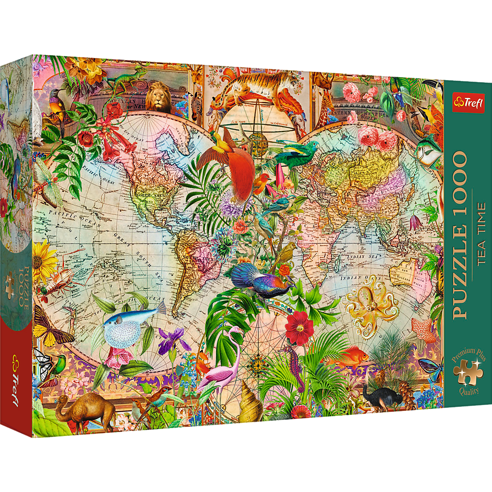 Puzzle 1000 dílků Antická mapa světa s plakátem – Trefl
