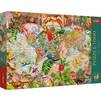 Puzzle 1000 dílků Antická mapa světa s plakátem – Trefl