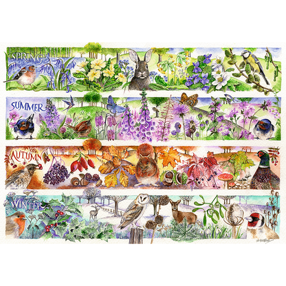 Puzzle 1000 dílků Čtyři roční období s plakátem – Trefl