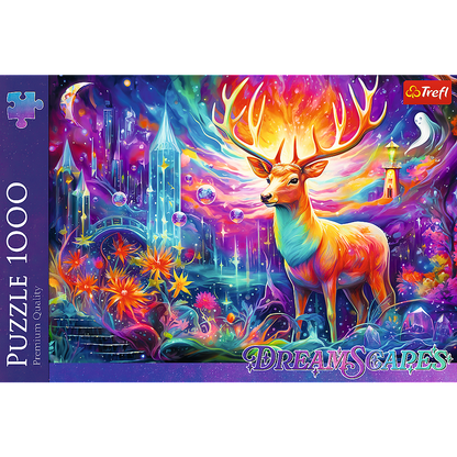 Puzzle 1000 dílků Mystický jelen s květinami – DreamScapes