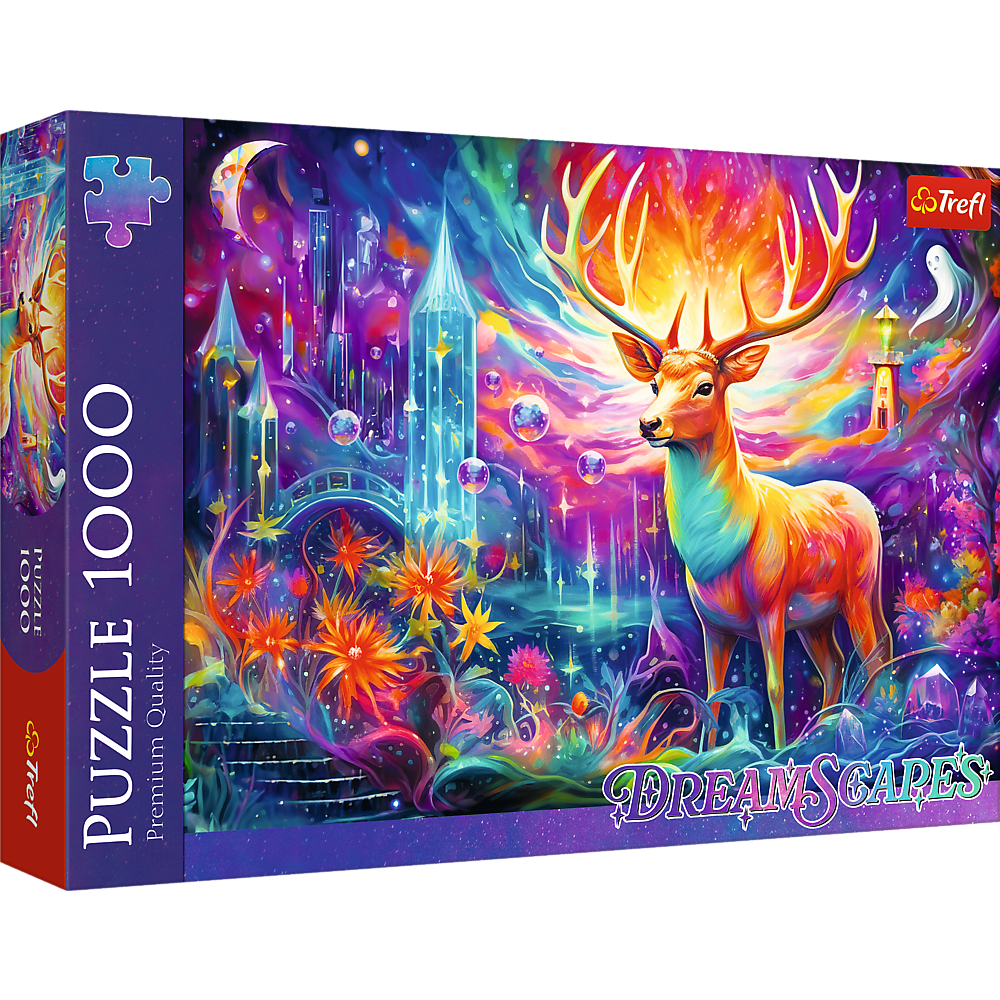 Puzzle 1000 dílků Mystický jelen s květinami – DreamScapes