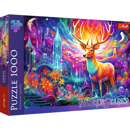 Puzzle 1000 dílků Mystický jelen s květinami – DreamScapes