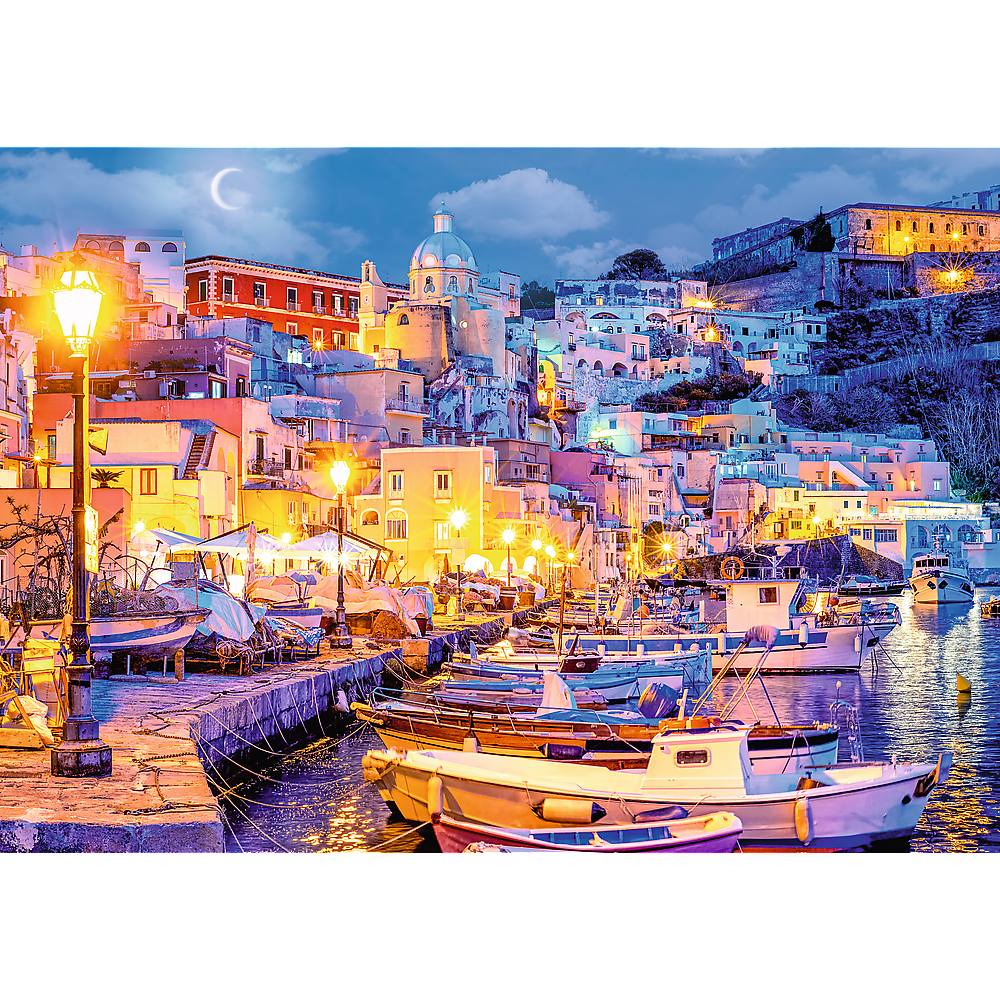 Puzzle 1000 dílků ostrov Procida v noci Itálie – Trefl