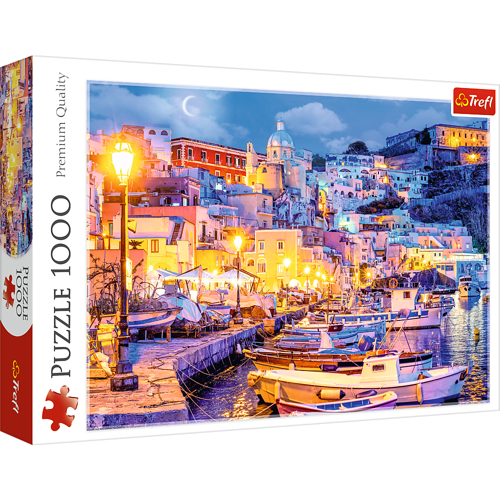 Puzzle 1000 dílků ostrov Procida v noci Itálie – Trefl