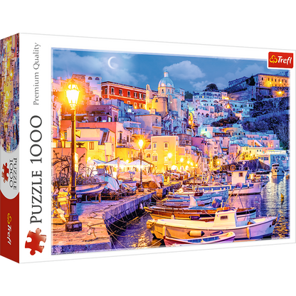 Puzzle 1000 dílků ostrov Procida v noci Itálie – Trefl