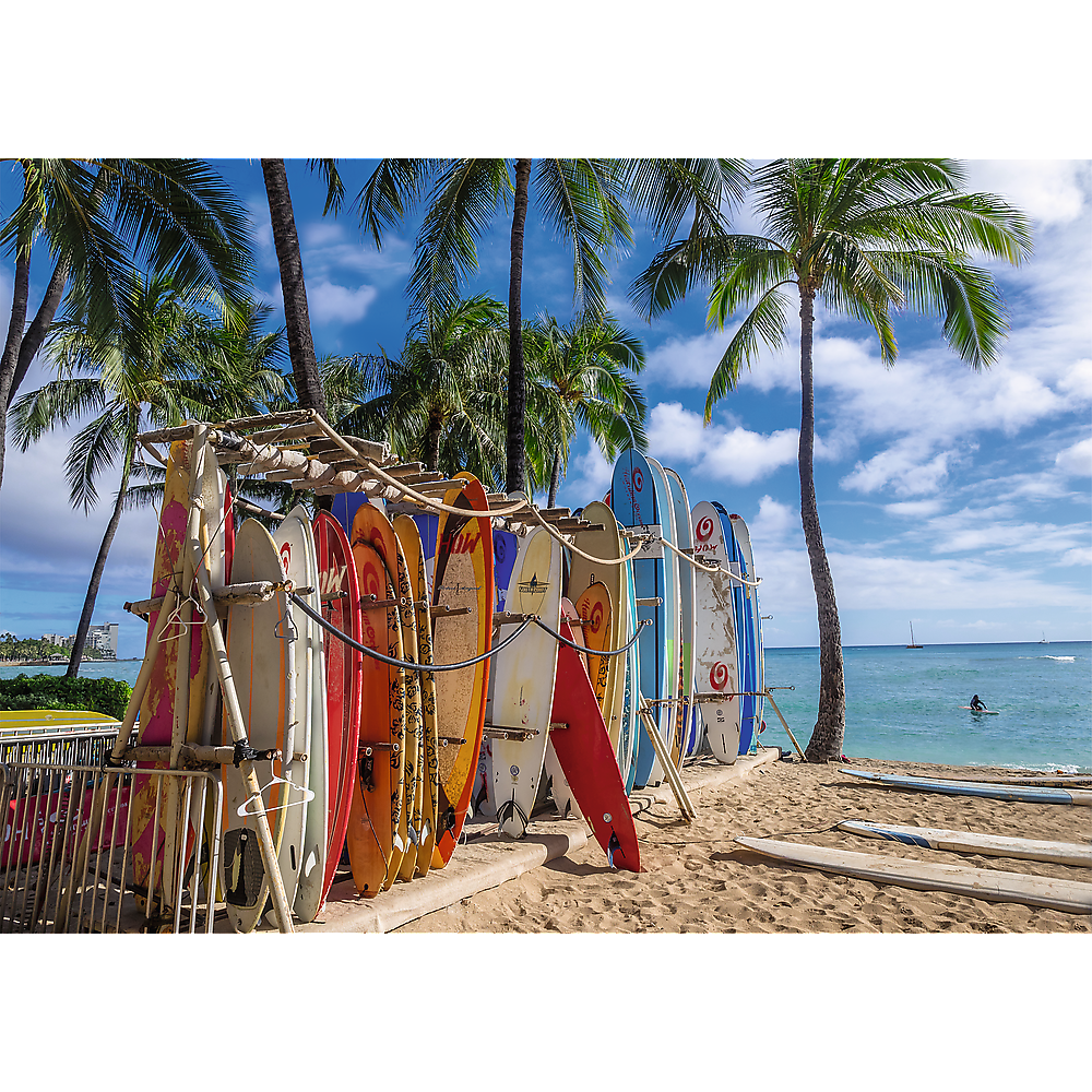 Puzzle 1000 dílků pláž Waikiki Havaj 683x480 mm