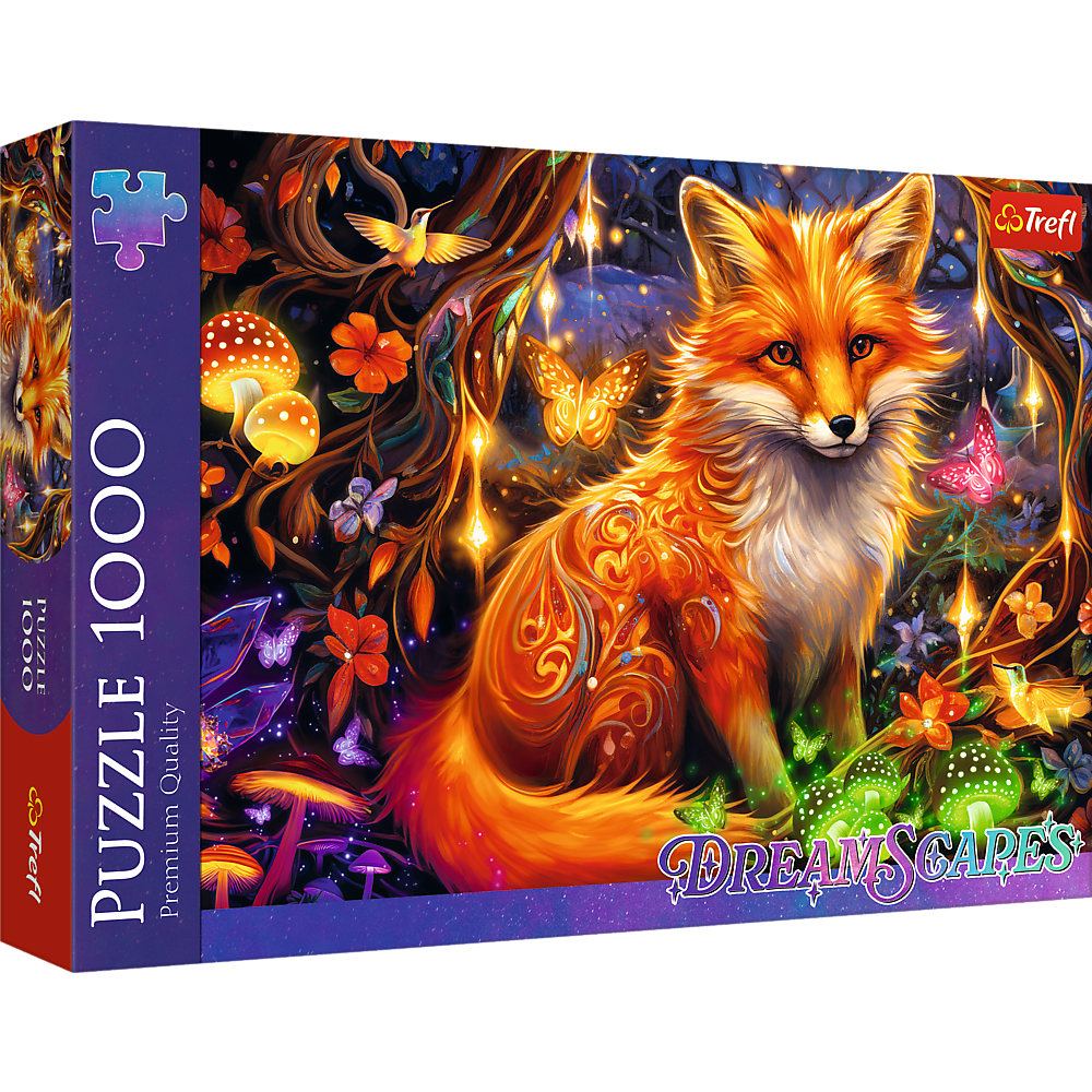 Puzzle 1000 dílků Pohádková liška s motýly a světélkujícími ornamenty