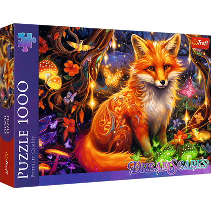 Puzzle 1000 dílků Pohádková liška s motýly a světélkujícími ornamenty