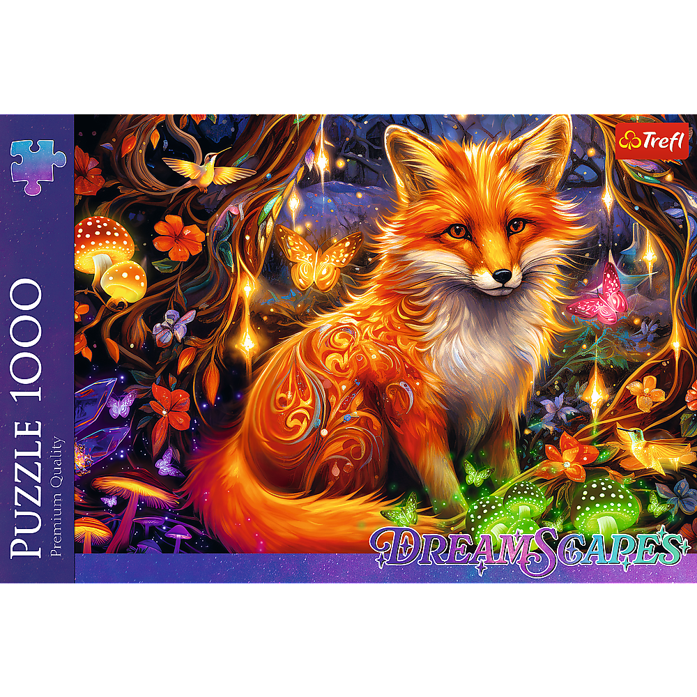 Puzzle 1000 dílků Pohádková liška s motýly a světélkujícími ornamenty