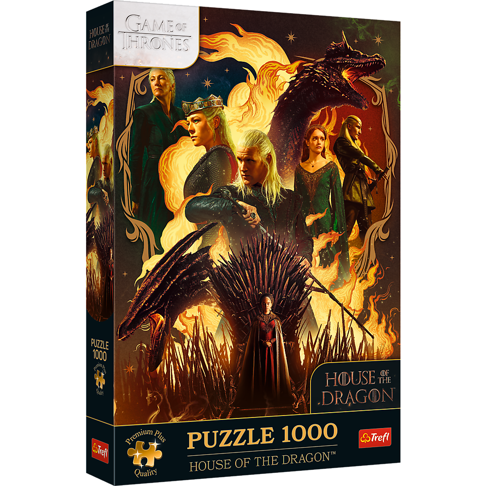 Puzzle 1000 dílků Ród Smoka s plakátem – Trefl Premium Plus