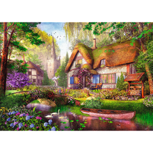Puzzle 1000 dílků Roztomilá chaloupka v lese s plakátem – Trefl
