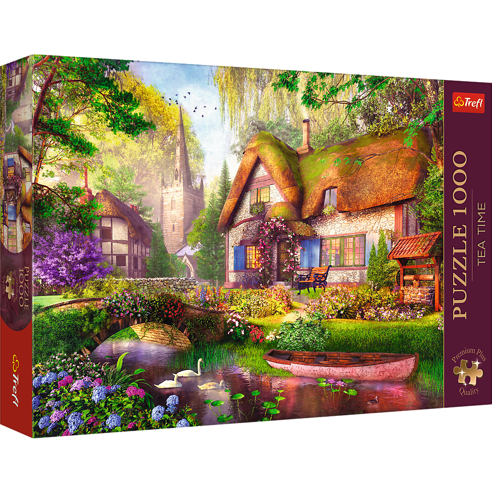 Puzzle 1000 dílků Roztomilá chaloupka v lese s plakátem – Trefl