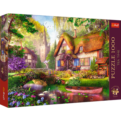 Puzzle 1000 dílků Roztomilá chaloupka v lese s plakátem – Trefl