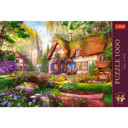 Puzzle 1000 dílků Roztomilá chaloupka v lese s plakátem – Trefl