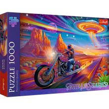 Puzzle 1000 dílků Šílená jízda motorkář pouště vesmírná loď