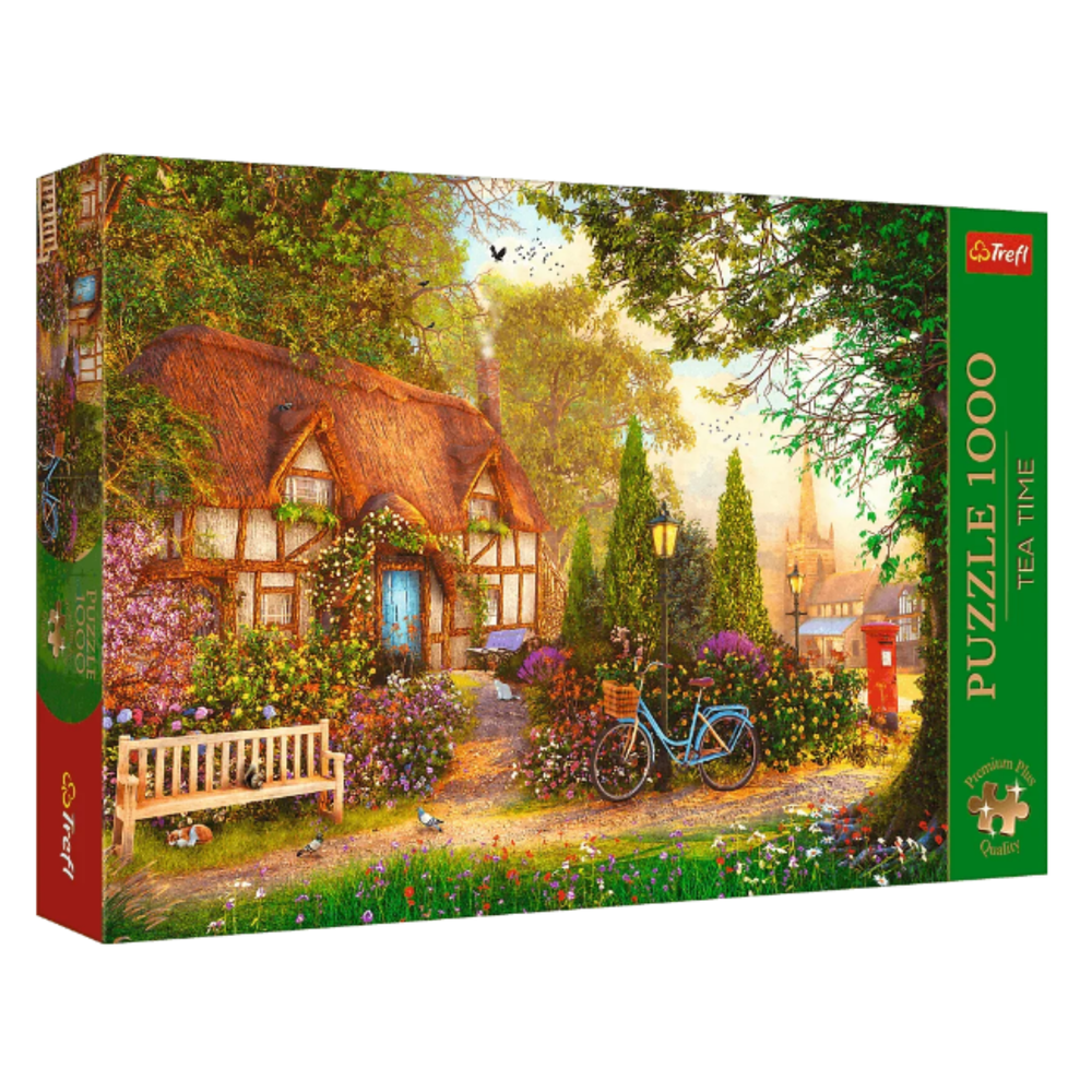 Puzzle 1000 dílků Tea Time: Domek pod slámou - Trefl