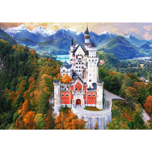Puzzle 1000 dílků Zámek Neuschwanstein s plakátem – Trefl