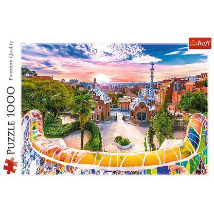 Puzzle 1000 dílků západ slunce nad Barcelonou Španělsko