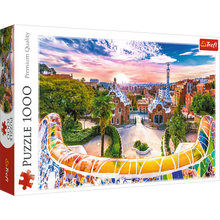 Puzzle 1000 dílků západ slunce nad Barcelonou Španělsko