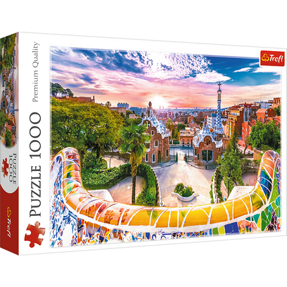Puzzle 1000 dílků západ slunce nad Barcelonou Španělsko
