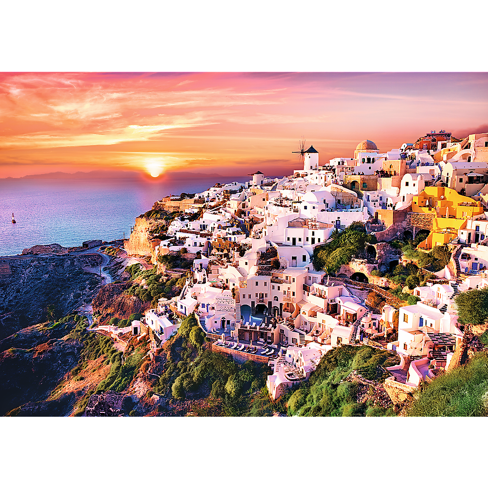 Puzzle 1000 dílků západ slunce Santorini 68x48cm | Trefl