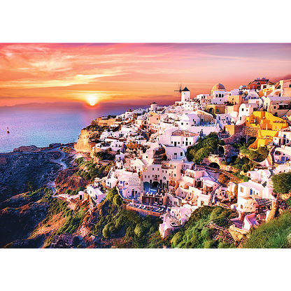 Puzzle 1000 dílků západ slunce Santorini 68x48cm | Trefl