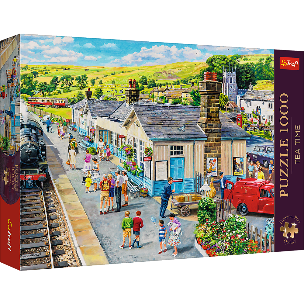 Puzzle 1000 dílků Železniční nádraží s plakátem – Trefl