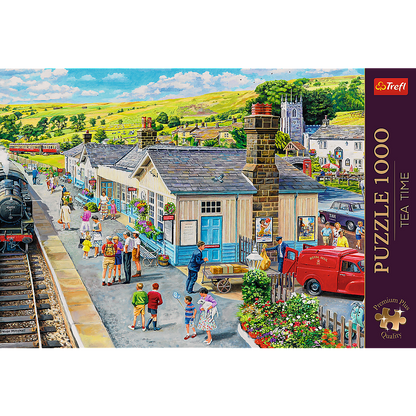 Puzzle 1000 dílků Železniční nádraží s plakátem – Trefl
